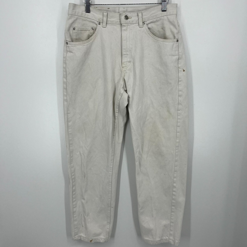 Lee Riveted Jeans Men's Size 32 White Vintage 90s Western Distressed Grunge